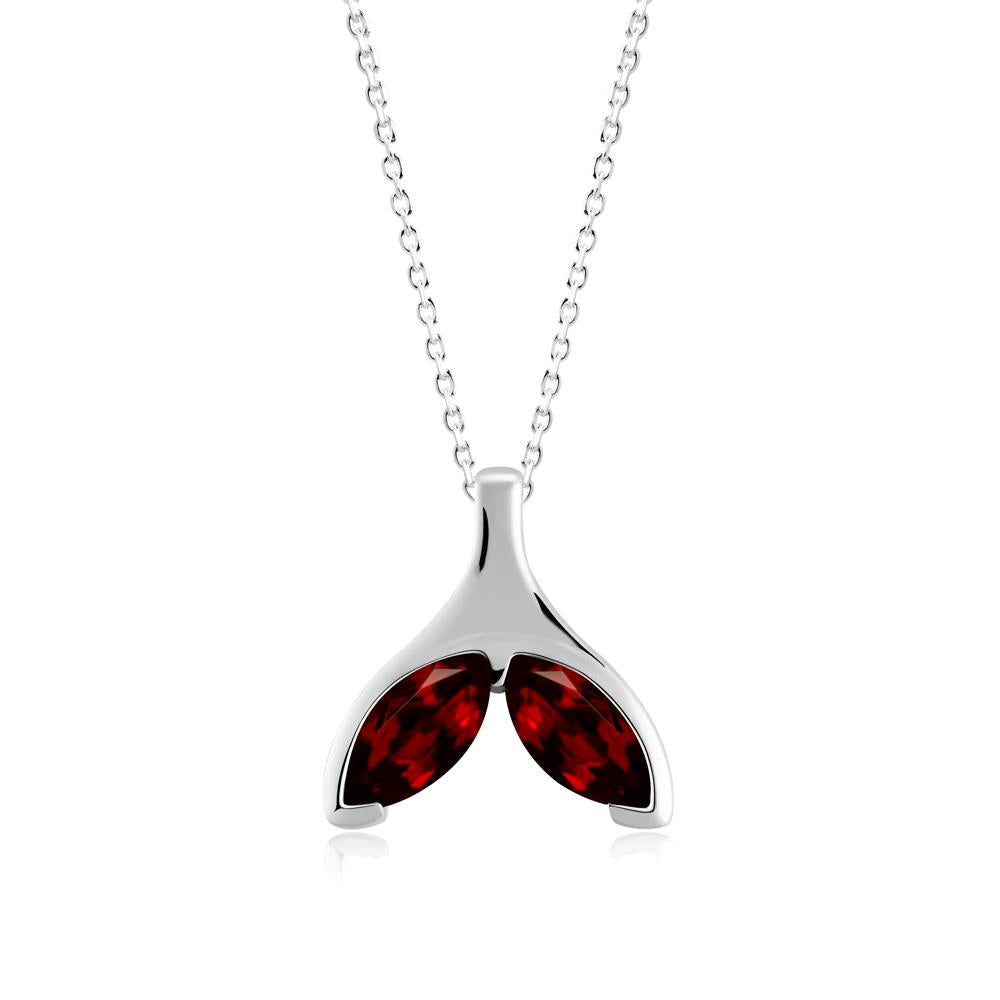 Marquise Garnet Whale Tail Necklace - LUO Jewelry #metal_sterling silver