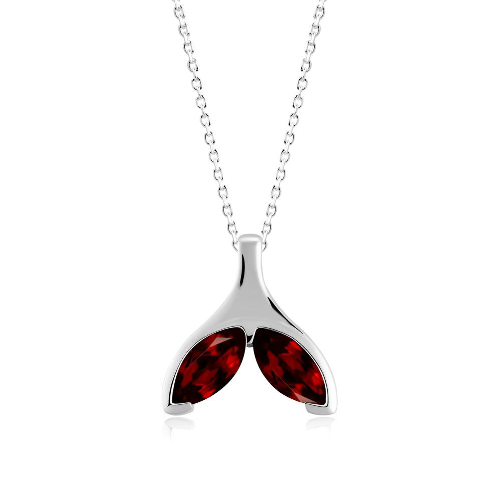 Marquise Garnet Whale Tail Necklace - LUO Jewelry #metal_sterling silver