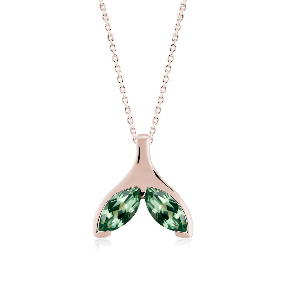 Marquise Green Sapphire Whale Tail Necklace - LUO Jewelry #metal_14k rose gold