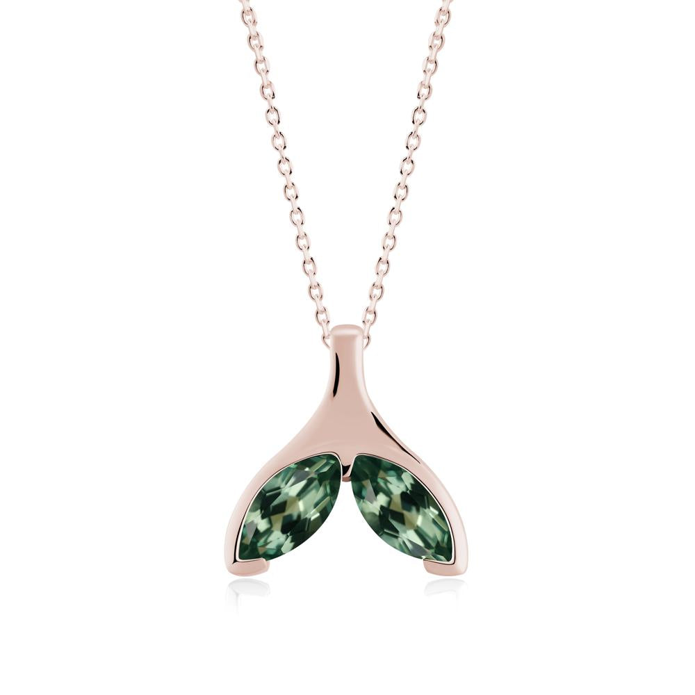 Marquise Green Sapphire Whale Tail Necklace - LUO Jewelry #metal_14k rose gold