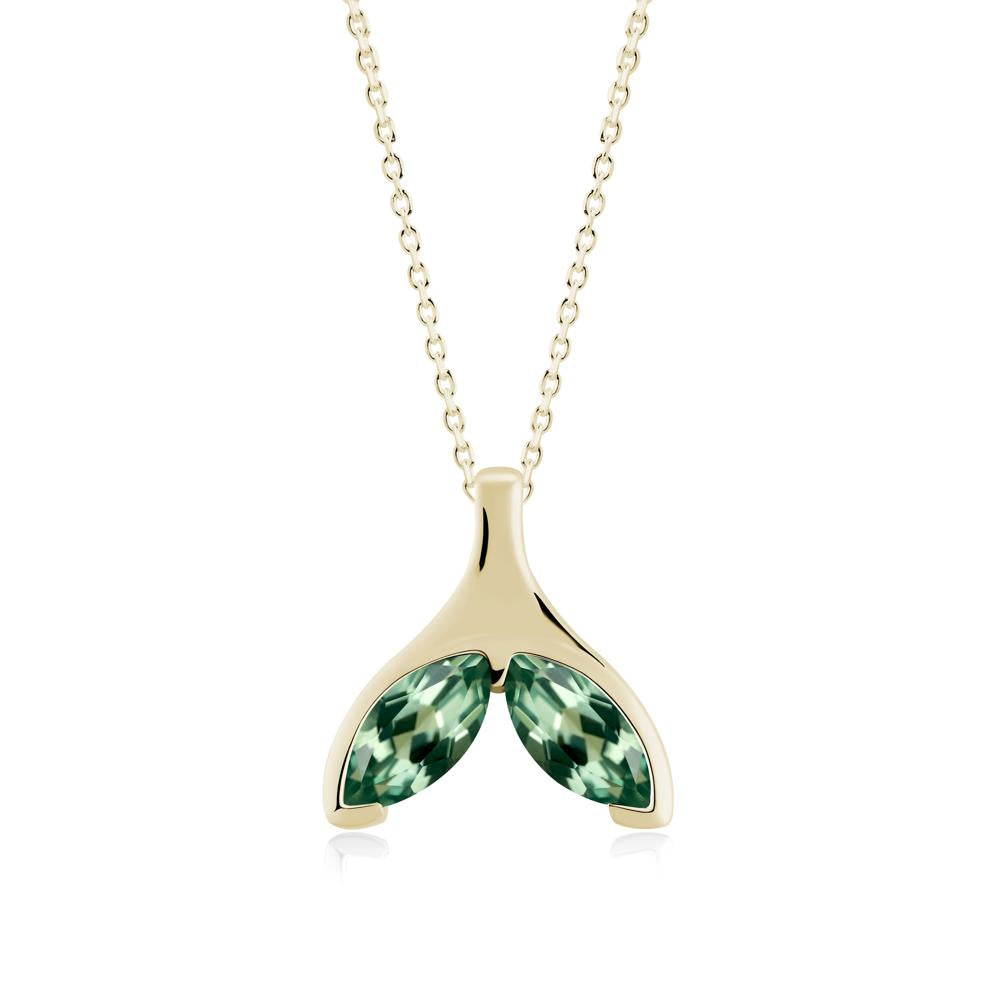 Marquise Green Sapphire Whale Tail Necklace - LUO Jewelry #metal_14k yellow gold