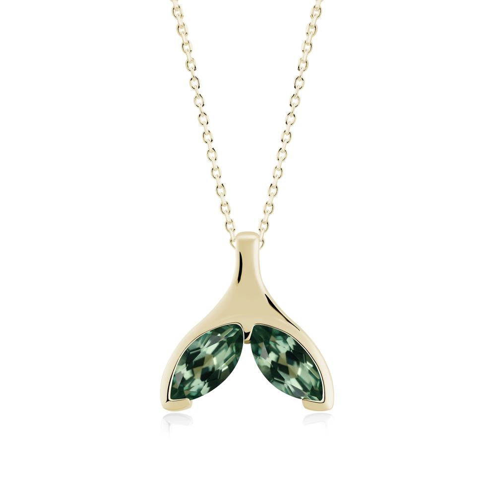 Marquise Green Sapphire Whale Tail Necklace - LUO Jewelry #metal_14k yellow gold