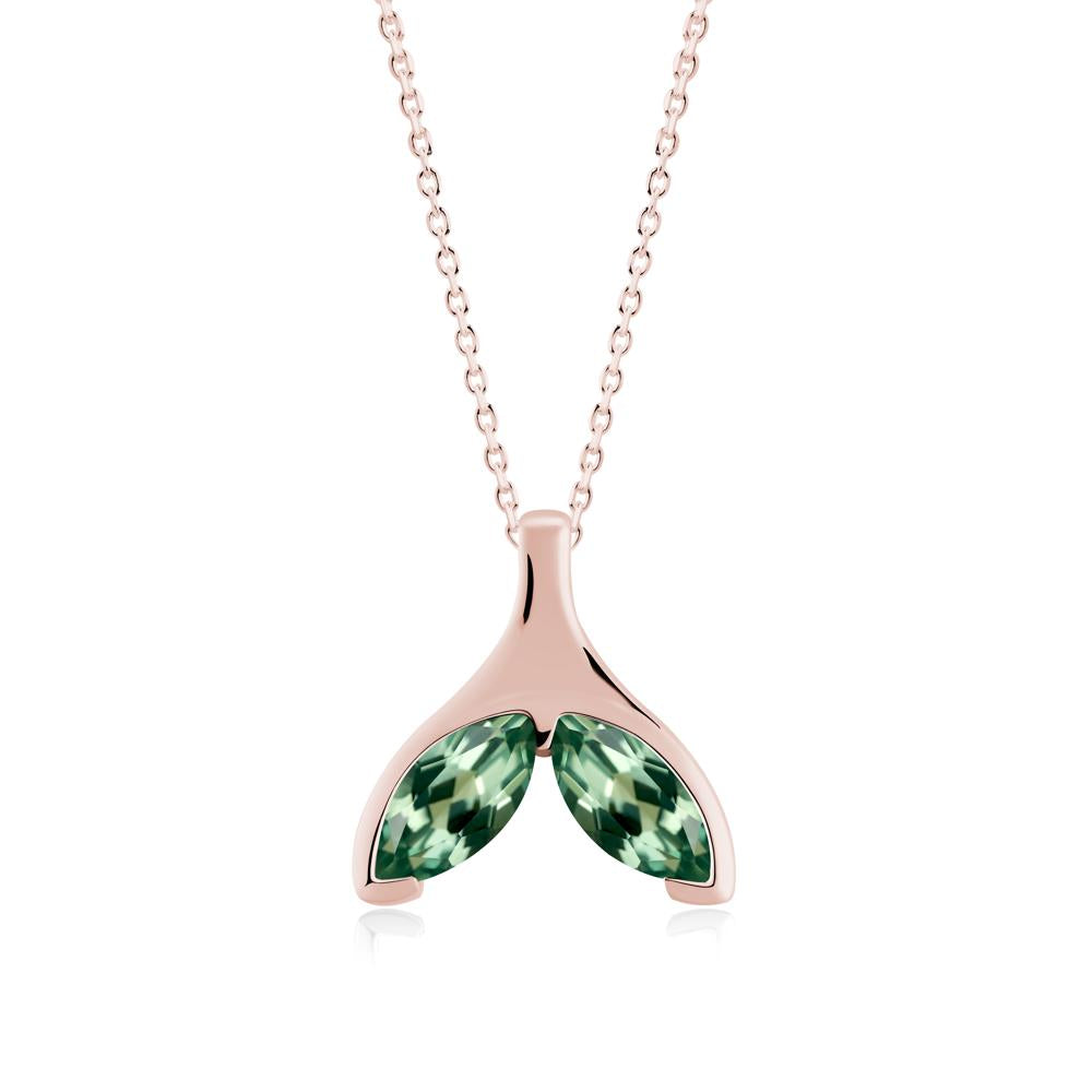Marquise Green Sapphire Whale Tail Necklace - LUO Jewelry #metal_18k rose gold