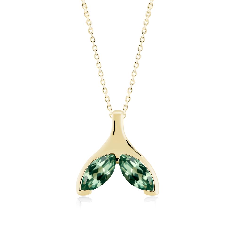 Marquise Green Sapphire Whale Tail Necklace - LUO Jewelry #metal_18k yellow gold