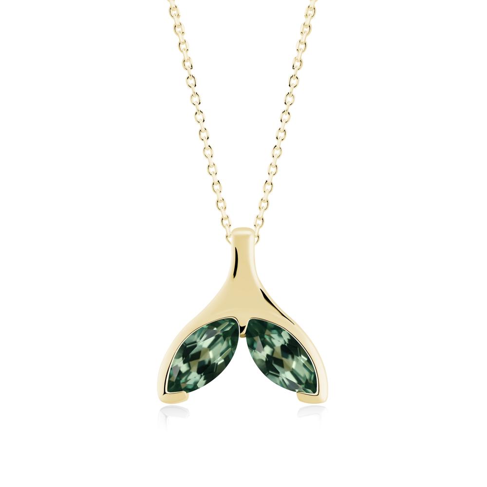 Marquise Green Sapphire Whale Tail Necklace - LUO Jewelry #metal_18k yellow gold