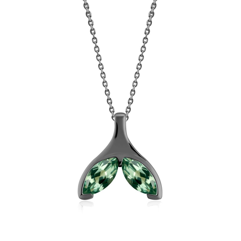 Marquise Green Sapphire Whale Tail Necklace - LUO Jewelry #metal_black finish sterling silver