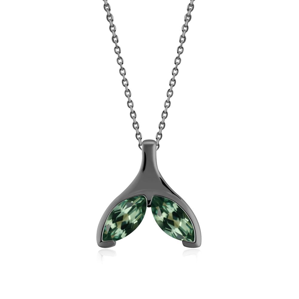 Marquise Green Sapphire Whale Tail Necklace - LUO Jewelry #metal_black finish sterling silver