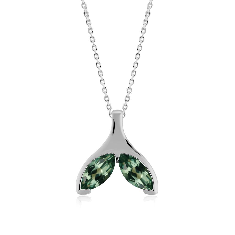Marquise Green Sapphire Whale Tail Necklace - LUO Jewelry #metal_platinum