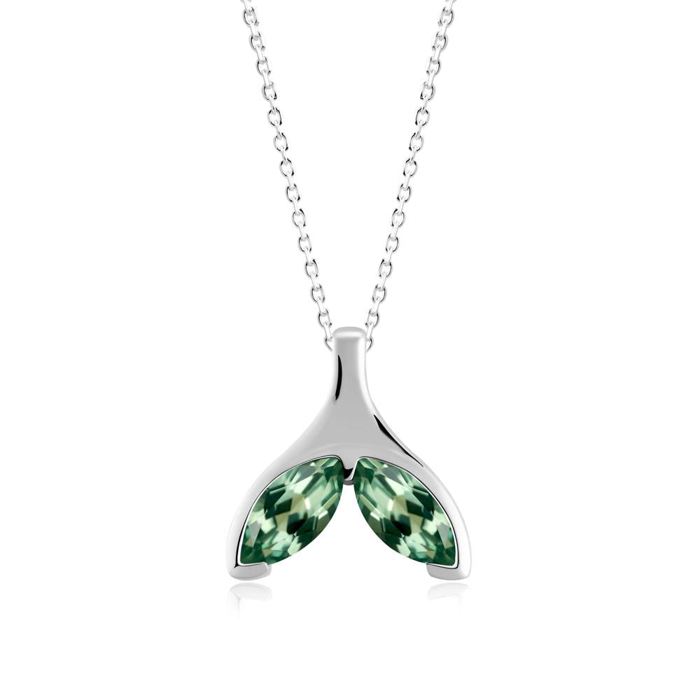 Marquise Green Sapphire Whale Tail Necklace - LUO Jewelry #metal_sterling silver