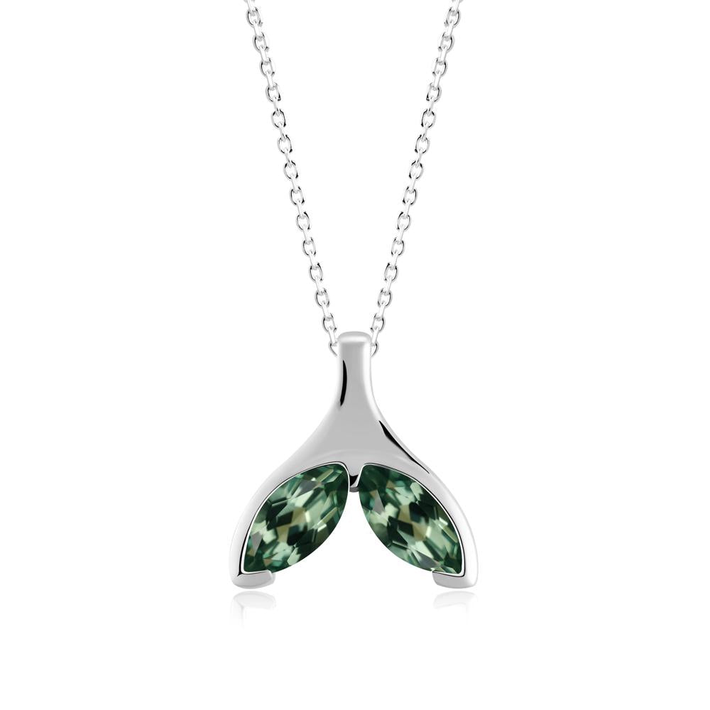 Marquise Green Sapphire Whale Tail Necklace - LUO Jewelry #metal_sterling silver