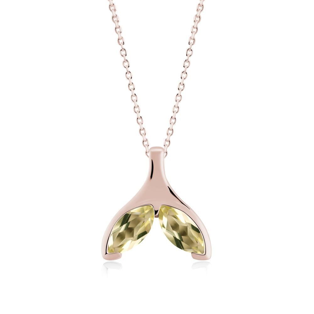 Marquise Twin Lemon Quartz Leaf Necklace - LUO Jewelry #metal_14k rose gold