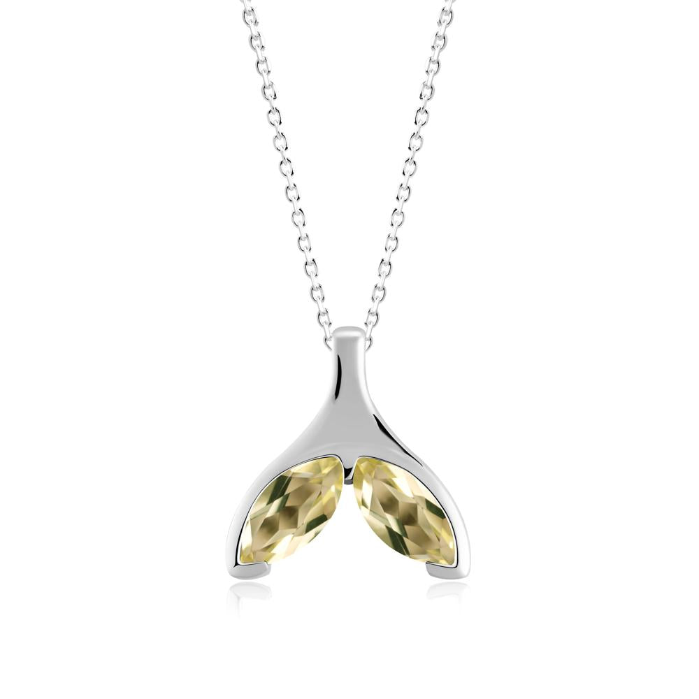 Marquise Twin Lemon Quartz Leaf Necklace - LUO Jewelry #metal_14k white gold