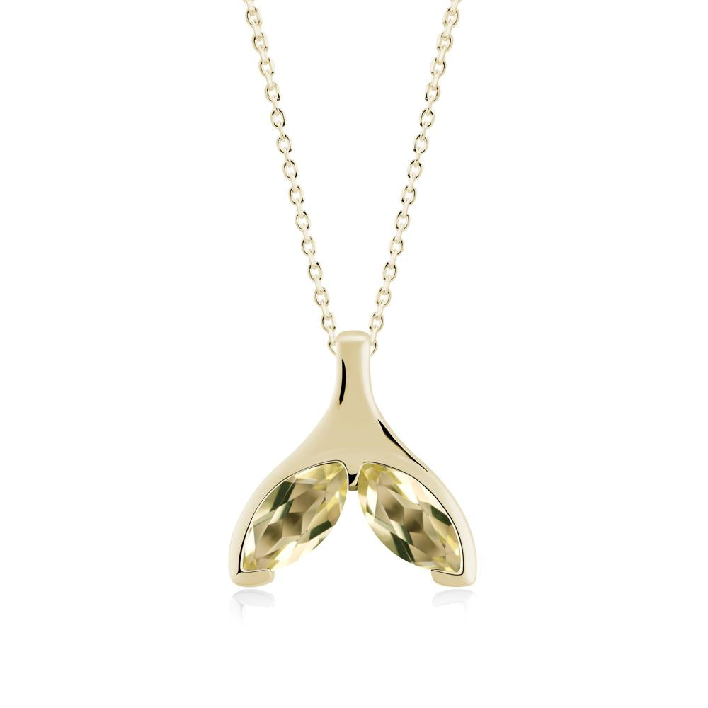 Marquise Twin Lemon Quartz Leaf Necklace - LUO Jewelry #metal_14k yellow gold