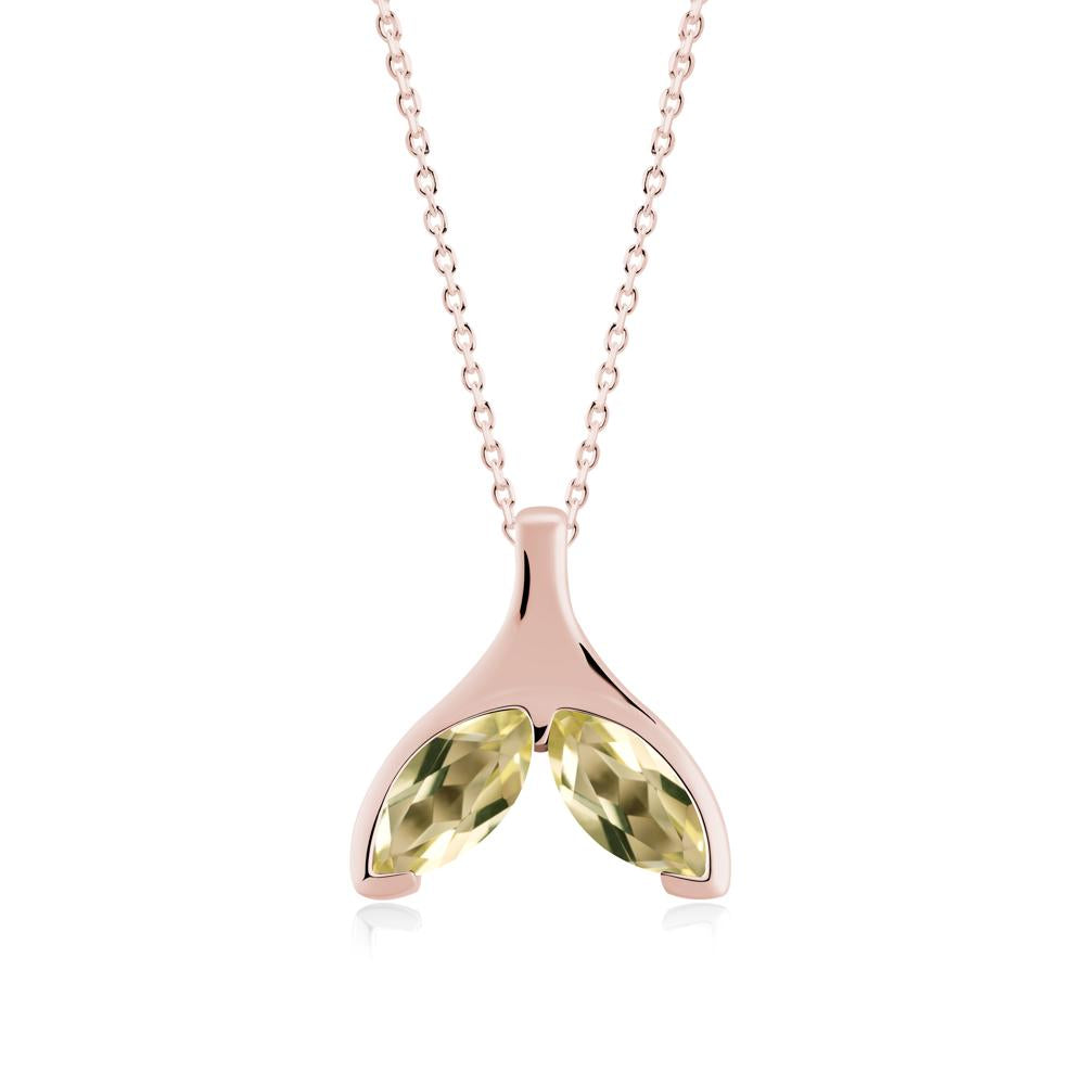 Marquise Twin Lemon Quartz Leaf Necklace - LUO Jewelry #metal_18k rose gold