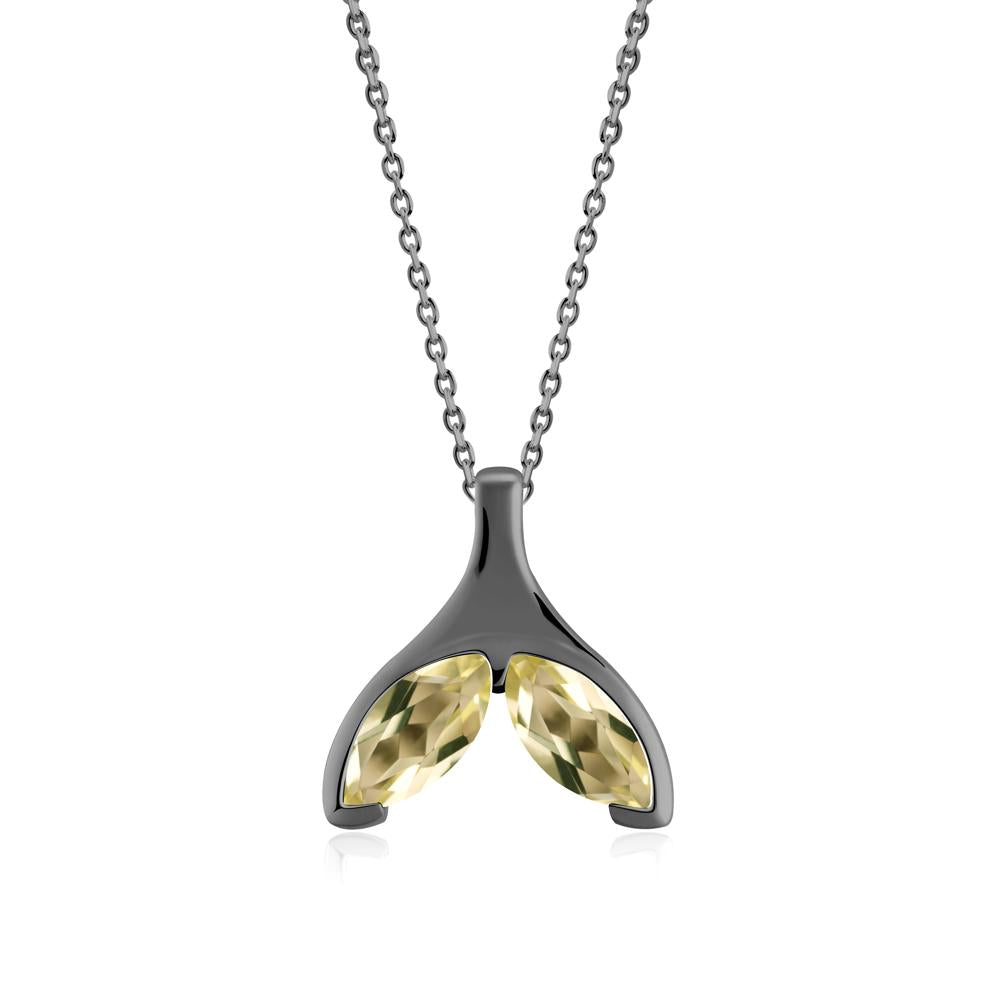 Marquise Twin Lemon Quartz Leaf Necklace - LUO Jewelry #metal_black finish sterling silver