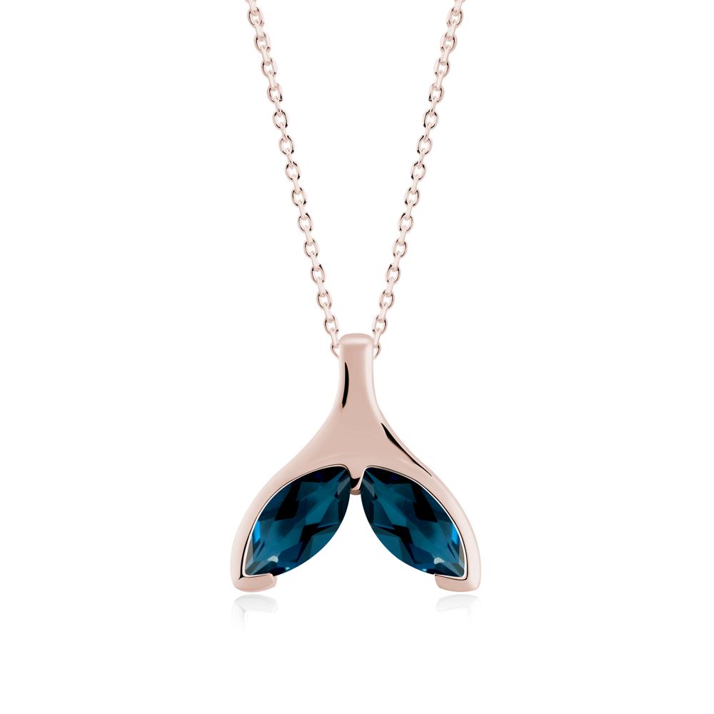 Marquise London Blue Topaz Whale Tail Necklace - LUO Jewelry #metal_14k rose gold