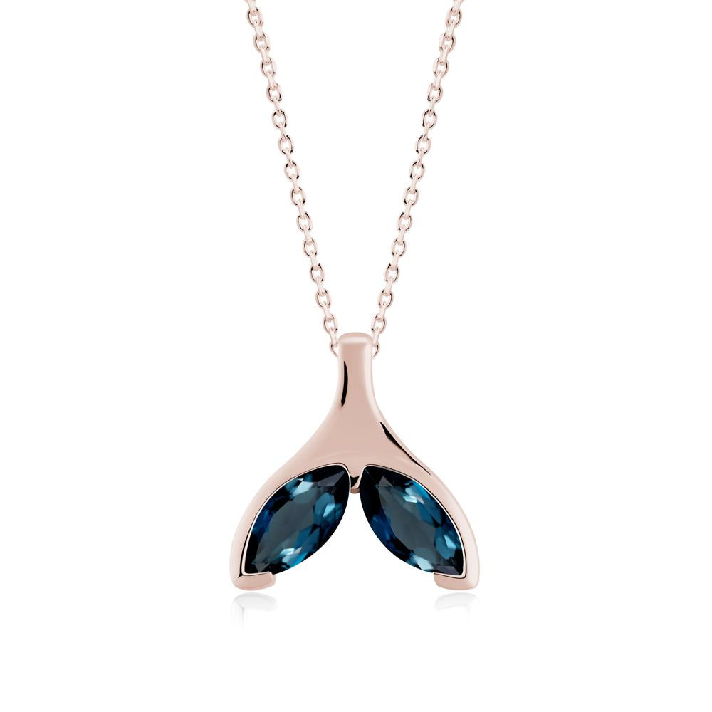 Marquise London Blue Topaz Whale Tail Necklace - LUO Jewelry #metal_14k rose gold