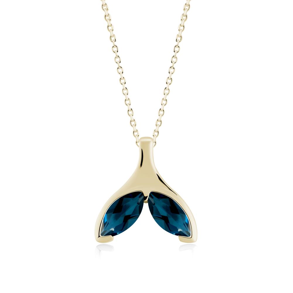 Marquise London Blue Topaz Whale Tail Necklace - LUO Jewelry #metal_14k yellow gold