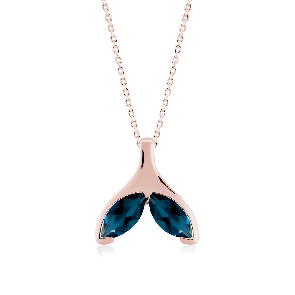 Marquise London Blue Topaz Whale Tail Necklace - LUO Jewelry #metal_18k rose gold
