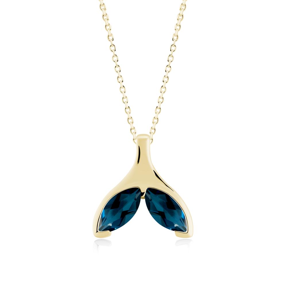Marquise London Blue Topaz Whale Tail Necklace - LUO Jewelry #metal_18k yellow gold