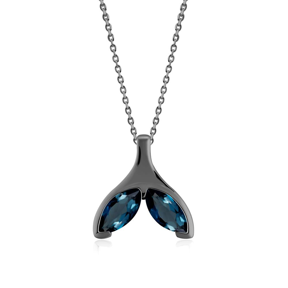 Marquise London Blue Topaz Whale Tail Necklace - LUO Jewelry #metal_black finish sterling silver