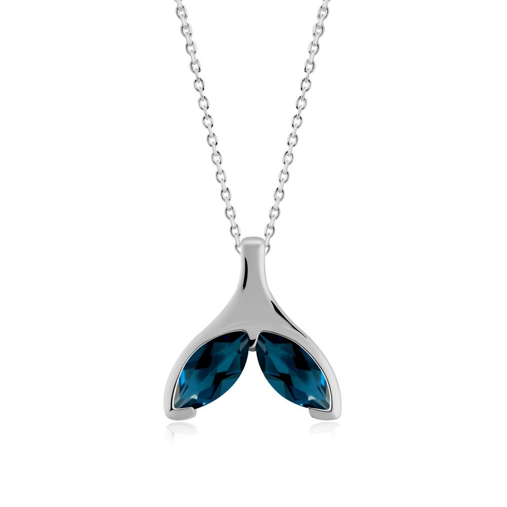 Marquise London Blue Topaz Whale Tail Necklace - LUO Jewelry #metal_platinum