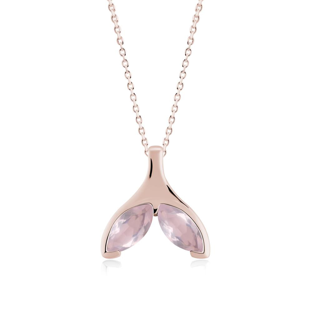 Marquise Rose Quartz Whale Tail Pendant - LUO Jewelry #metal_14k rose gold