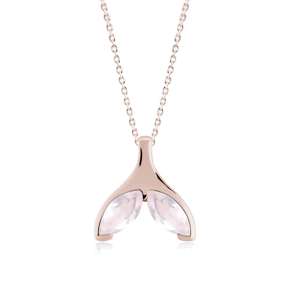 Marquise Rose Quartz Whale Tail Pendant - LUO Jewelry #metal_14k rose gold
