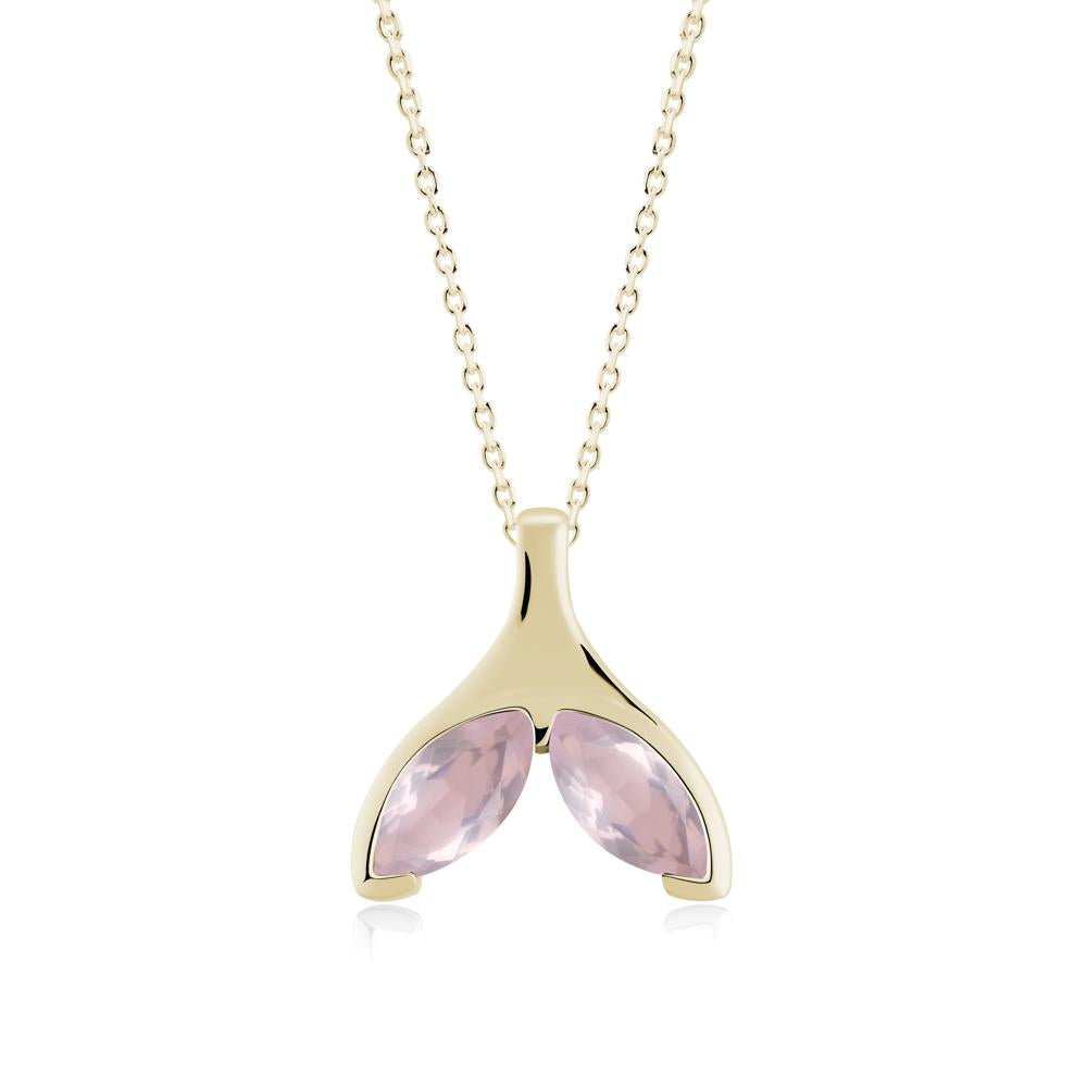 Marquise Rose Quartz Whale Tail Pendant - LUO Jewelry #metal_14k yellow gold
