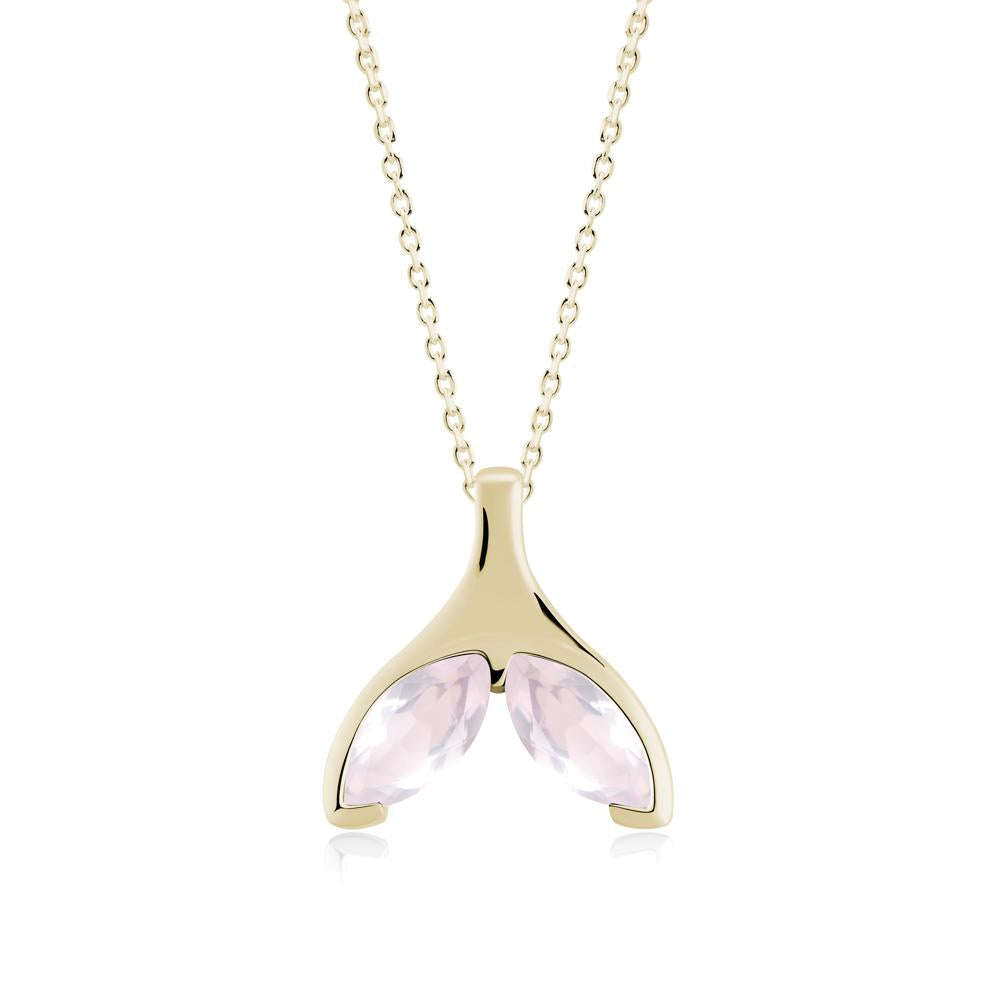 Marquise Rose Quartz Whale Tail Pendant - LUO Jewelry #metal_14k yellow gold