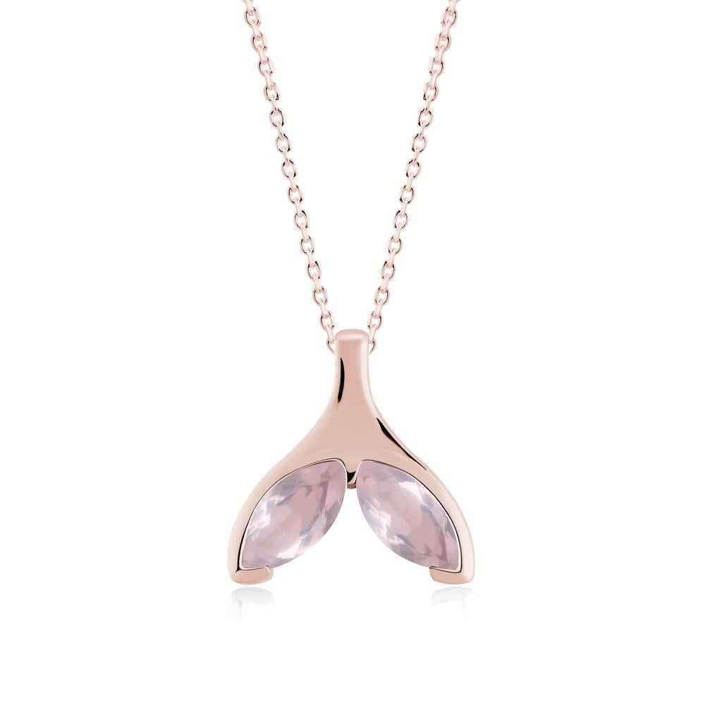 Marquise Rose Quartz Whale Tail Pendant - LUO Jewelry #metal_18k rose gold