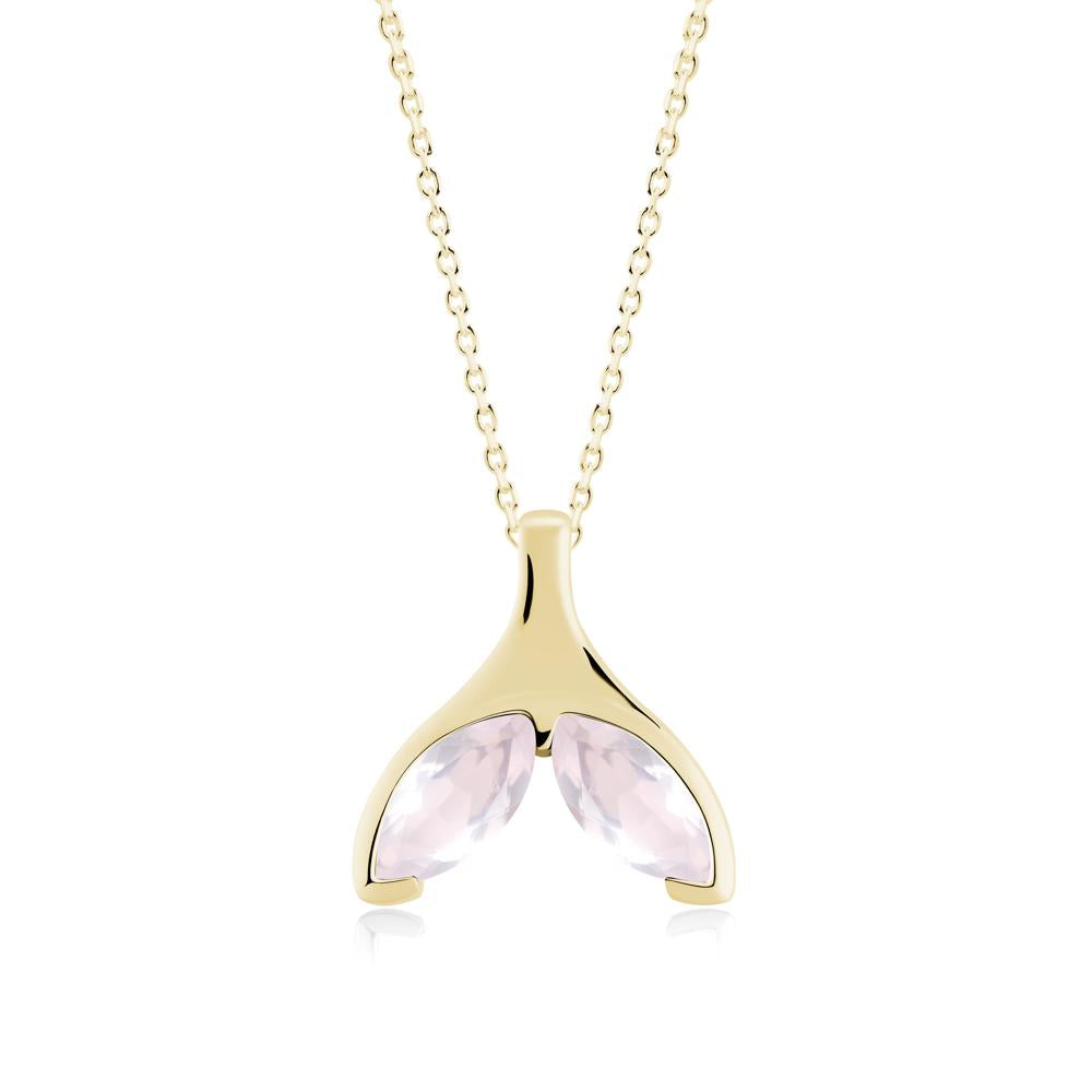 Marquise Rose Quartz Whale Tail Pendant - LUO Jewelry #metal_18k yellow gold