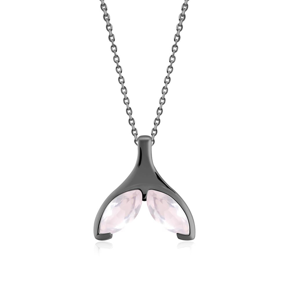 Marquise Rose Quartz Whale Tail Pendant - LUO Jewelry #metal_black finish sterling silver
