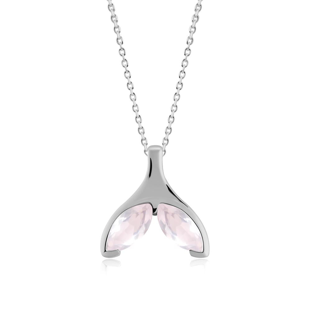 Marquise Rose Quartz Whale Tail Pendant - LUO Jewelry #metal_platinum