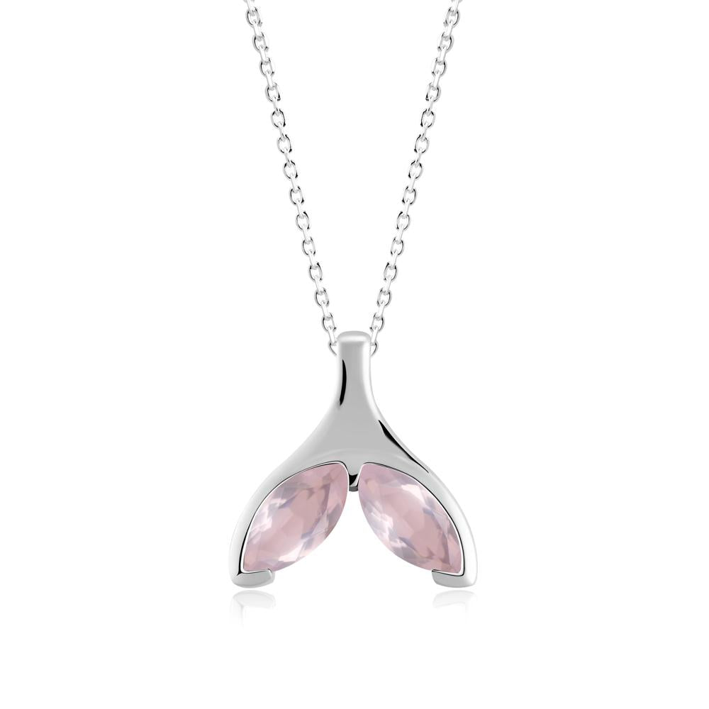 Marquise Rose Quartz Whale Tail Pendant - LUO Jewelry #metal_sterling silver