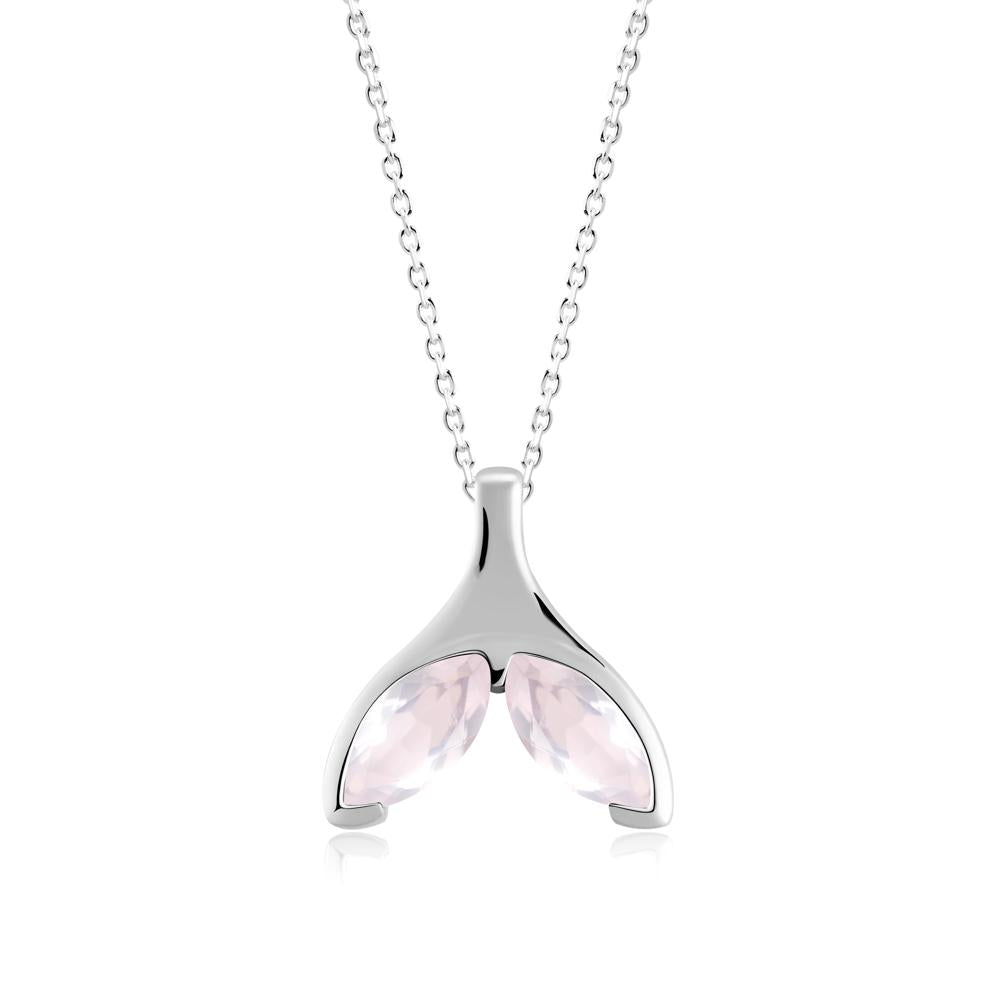 Marquise Rose Quartz Whale Tail Pendant - LUO Jewelry #metal_sterling silver