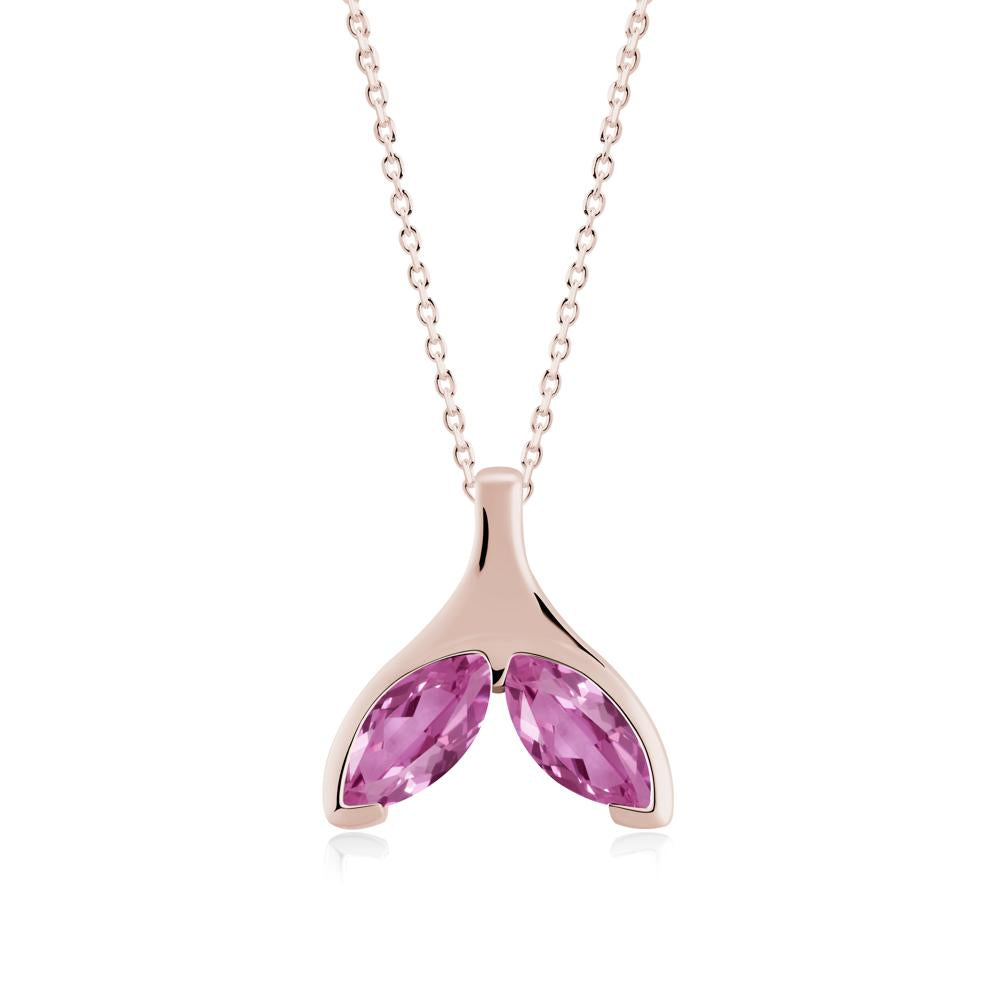 Marquise Twin Pink Sapphire Leaf Necklace - LUO Jewelry #metal_14k rose gold