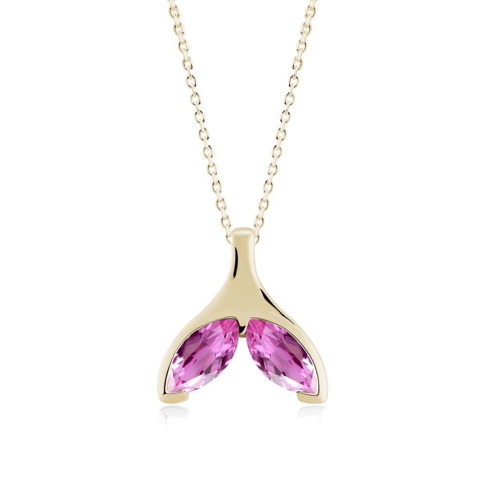 Marquise Twin Pink Sapphire Leaf Necklace - LUO Jewelry #metal_14k yellow gold