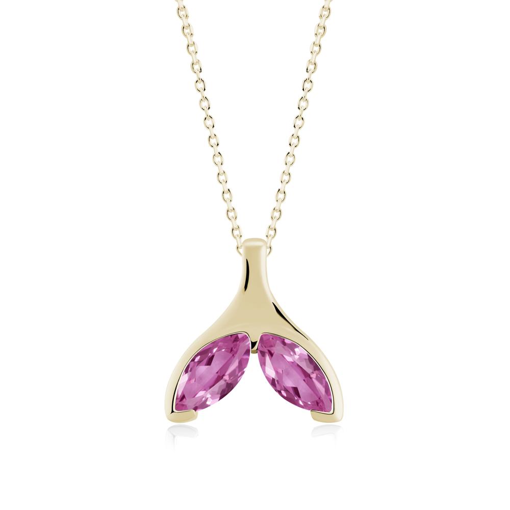 Marquise Twin Pink Sapphire Leaf Necklace - LUO Jewelry #metal_14k yellow gold