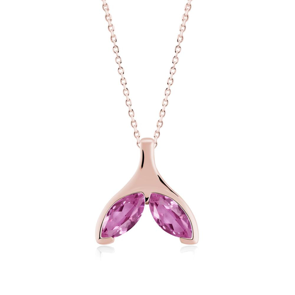 Marquise Twin Pink Sapphire Leaf Necklace - LUO Jewelry #metal_18k rose gold