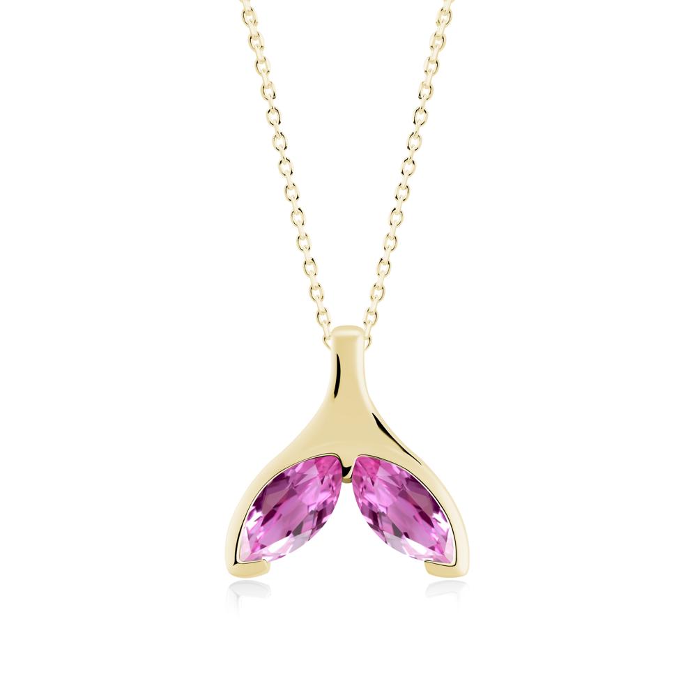 Marquise Twin Pink Sapphire Leaf Necklace - LUO Jewelry #metal_18k yellow gold
