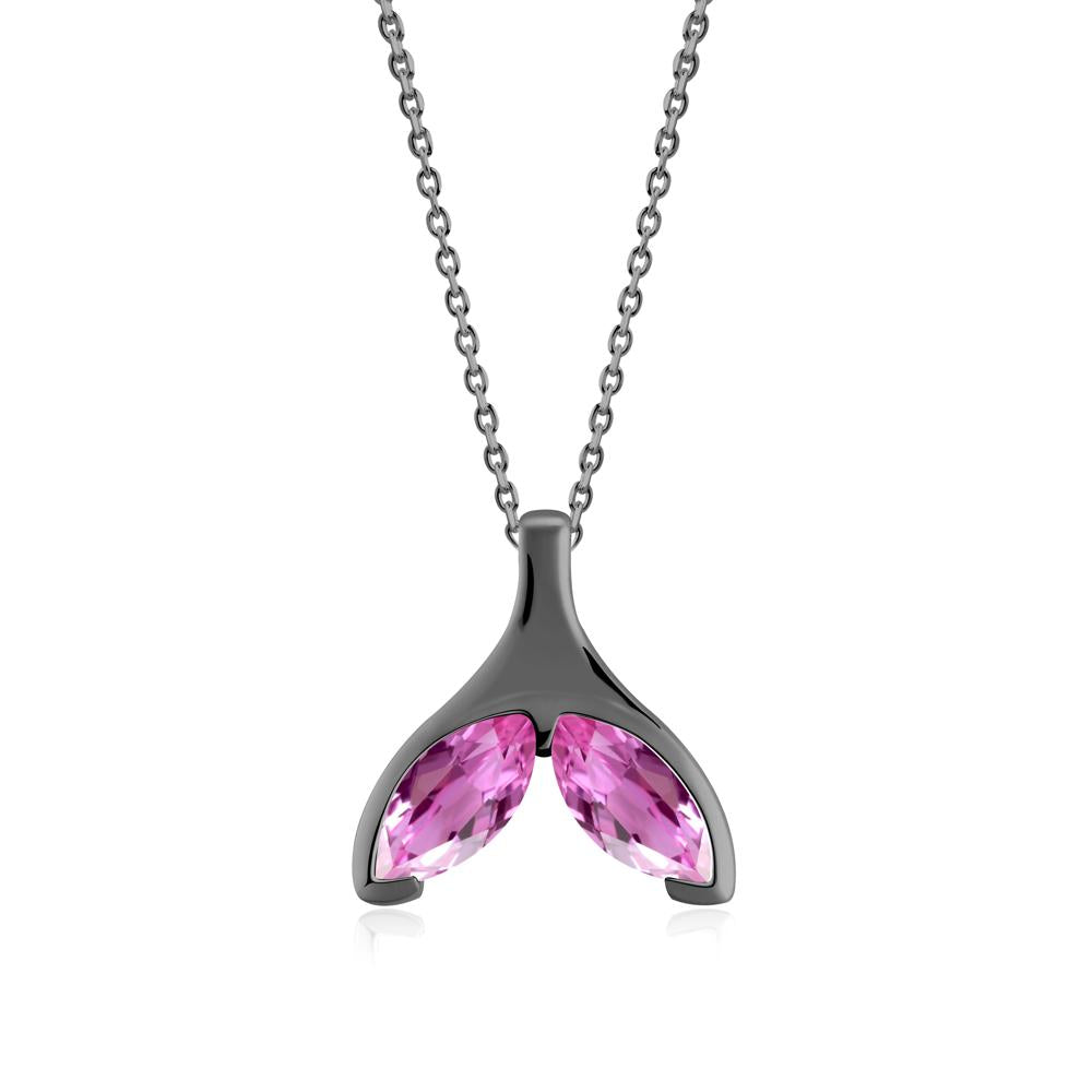 Marquise Twin Pink Sapphire Leaf Necklace - LUO Jewelry #metal_black finish sterling silver