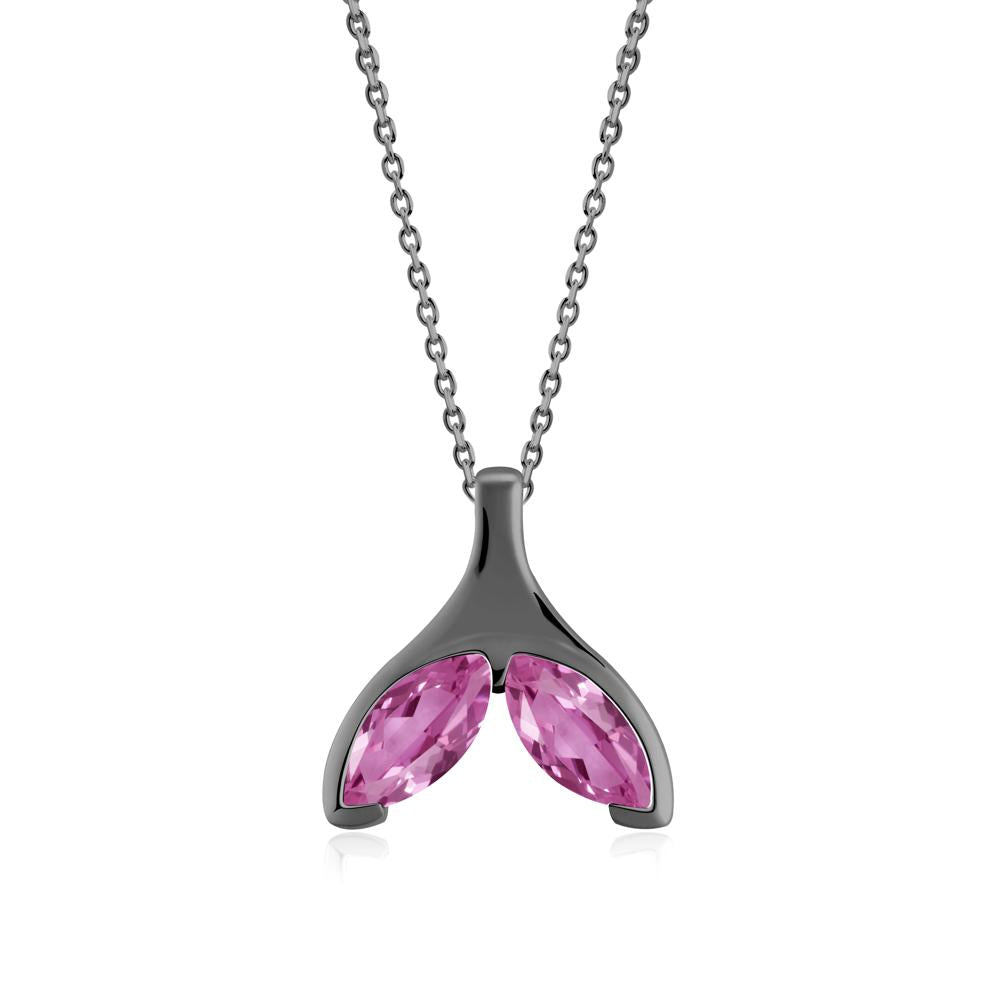Marquise Twin Pink Sapphire Leaf Necklace - LUO Jewelry #metal_black finish sterling silver