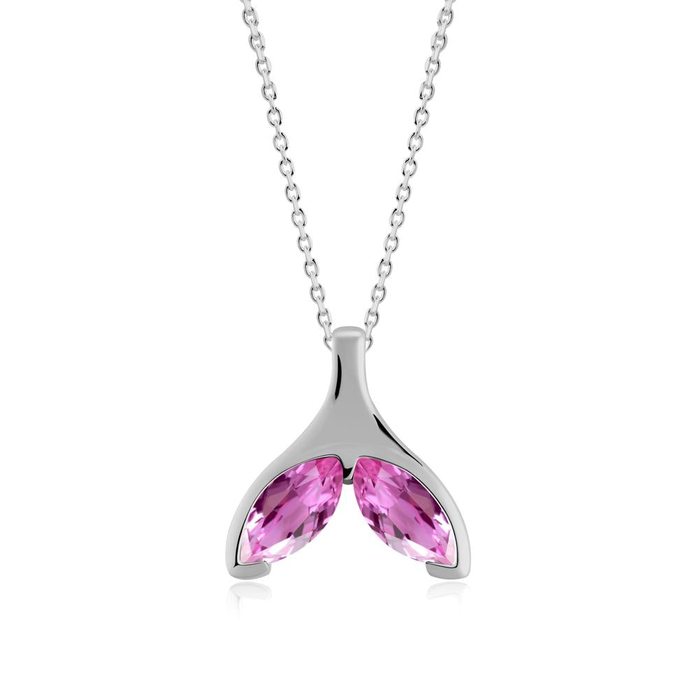 Marquise Twin Pink Sapphire Leaf Necklace - LUO Jewelry #metal_platinum