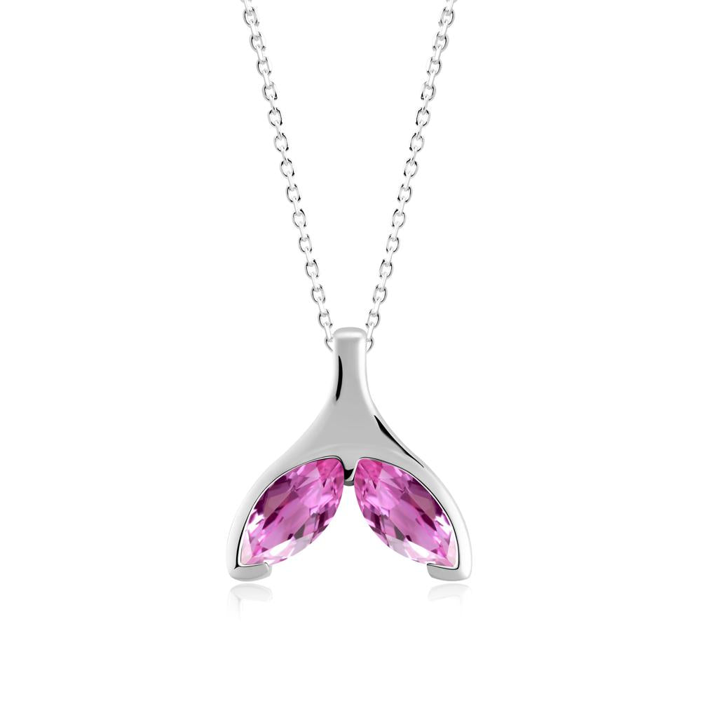 Marquise Twin Pink Sapphire Leaf Necklace - LUO Jewelry #metal_sterling silver