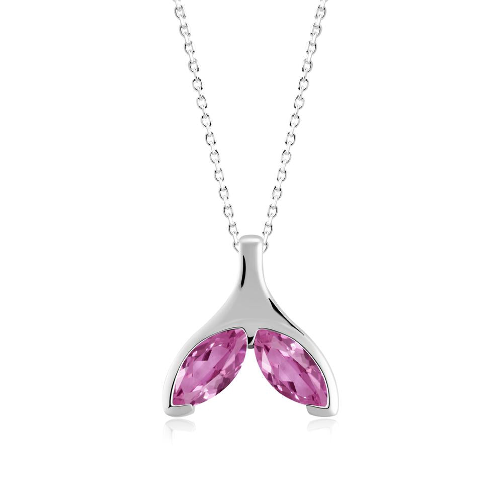 Marquise Twin Pink Sapphire Leaf Necklace - LUO Jewelry #metal_sterling silver