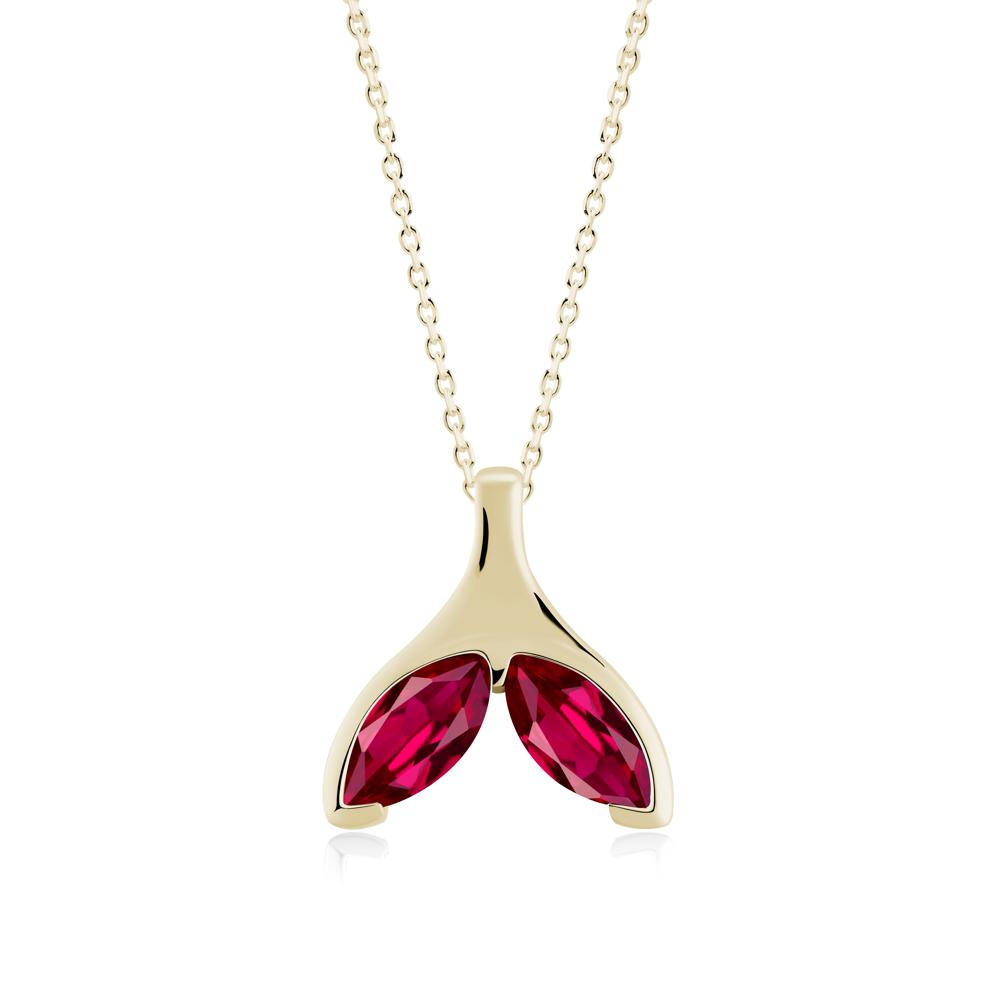 Marquise Ruby Whale Tail Necklace - LUO Jewelry #metal_14k yellow gold