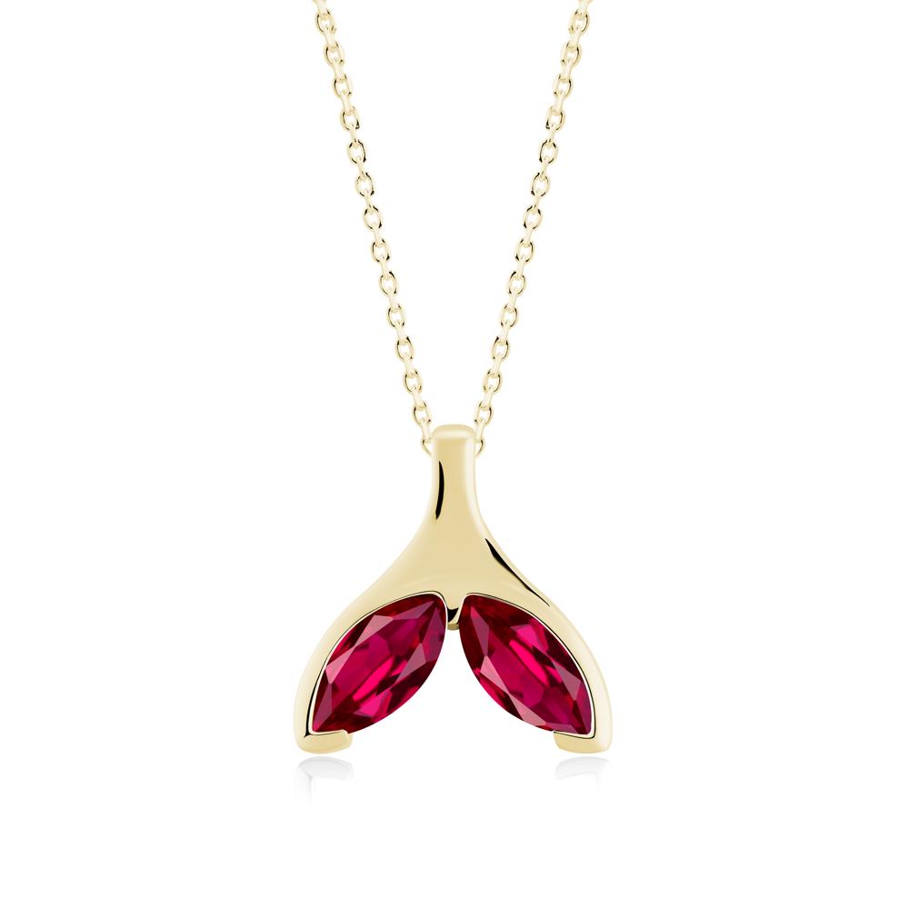 Marquise Ruby Whale Tail Necklace - LUO Jewelry #metal_18k yellow gold