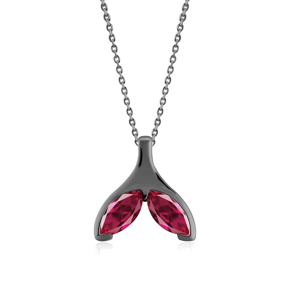 Marquise Ruby Whale Tail Necklace - LUO Jewelry #metal_black finish sterling silver