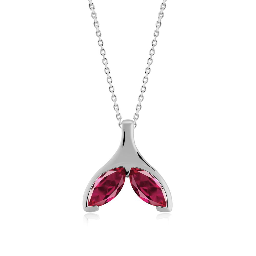 Marquise Ruby Whale Tail Necklace - LUO Jewelry #metal_platinum